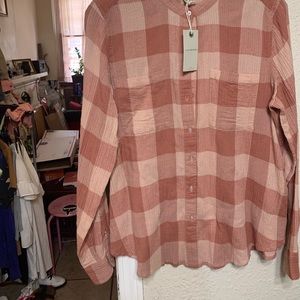 Lucky Brand pink gingcheck flannel